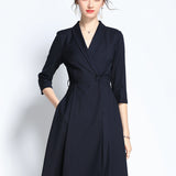 Concealed Waist Navy Blue Dress