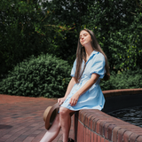 Striped Puff Sleeve Button-Front Mini Dress