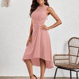 Sleeveless Ruched A-Line Midi Dress