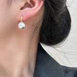 S925 Silver Needle Matte Metal Ball Drop Earrings