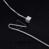 S925 silver brushed cube long tassel earrings