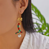 Christmas Beaded Bow Drop Earrings (Multi - Styles)