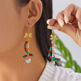 Christmas Beaded Bow Drop Earrings (Multi - Styles)