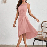 Sleeveless Ruched A-Line Midi Dress