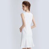 Fishtail V-neck white dress