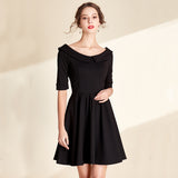 Collar Slim Fit Black Dress