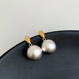 S925 Silver Needle Matte Metal Ball Drop Earrings