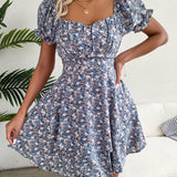 Floral Tie - Waist Flare Dress