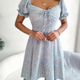Floral Tie - Front Flutter Sleeve Dress