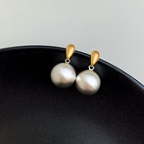 S925 Silver Needle Matte Metal Ball Drop Earrings