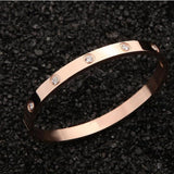 Couple Zircon - Inlaid Titanium Steel Bangle