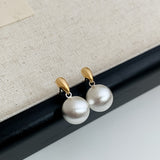 S925 Silver Needle Matte Metal Ball Drop Earrings