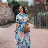 Hydrangea Bloom Belted Maxi Dress