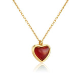 Stainless Steel Red Agate Heart Necklace