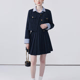 Striped Lapel Patchwork Dress