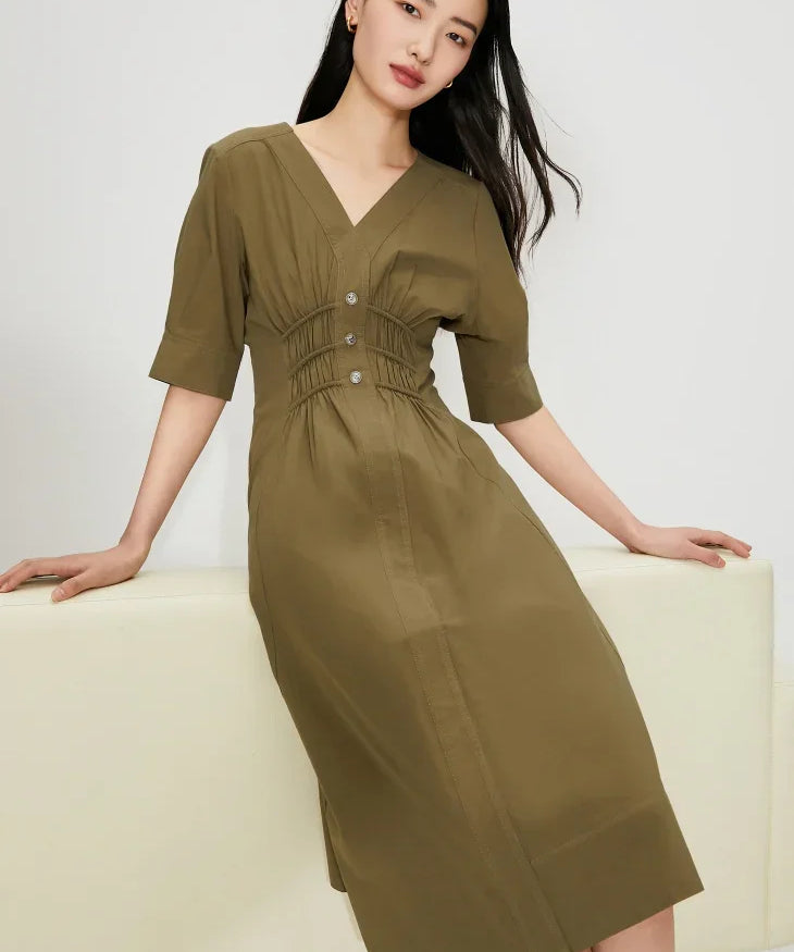 V-Neck Slimming A-Line Dress