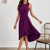 Sleeveless Ruched A-Line Midi Dress