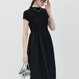 Half High Collar Patchwork Dress