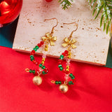 Christmas Beaded Bow Drop Earrings (Multi - Styles)