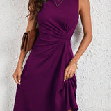 Sleeveless Ruched A-Line Midi Dress