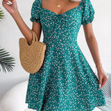 Floral Tie - Front Flutter Sleeve Dress