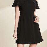 A-line Ruffled Black Dress