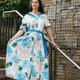 Hydrangea Bloom Belted Maxi Dress