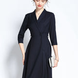 Concealed Waist Navy Blue Dress