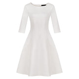 White Boat Neck Dress