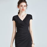 Short-sleeve black dress