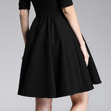 Collar Slim Fit Black Dress