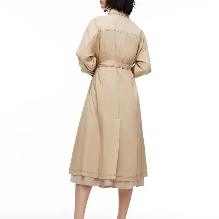 Loose Collar Split Trench Coat - BOOGOO