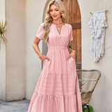 V-Neck Tiered Midi Dress