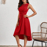 Sleeveless Ruched A-Line Midi Dress