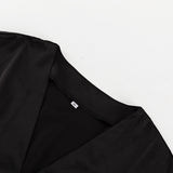 Satin V-Neck Dress with Bell Sleeves