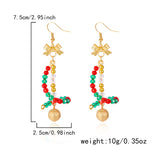 Christmas Beaded Bow Drop Earrings (Multi - Styles)