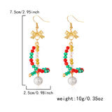 Christmas Beaded Bow Drop Earrings (Multi - Styles)