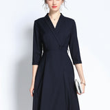 Concealed Waist Navy Blue Dress