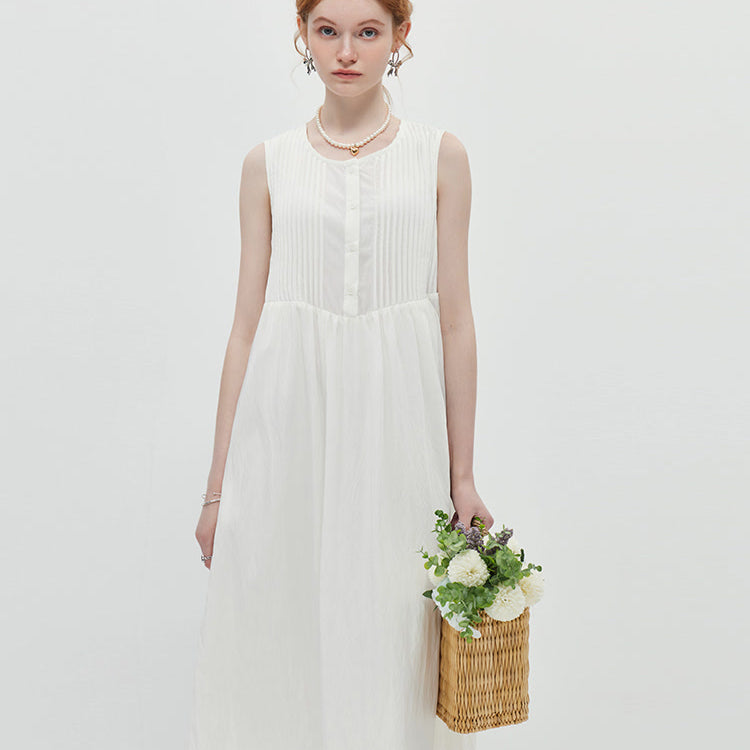 White Round Neck Dress