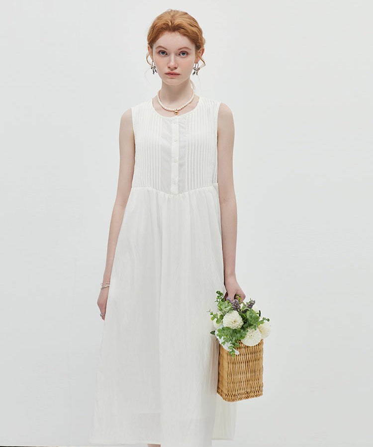 White Round Neck Dress