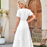 V-Neck Tiered Midi Dress