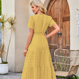 V-Neck Tiered Midi Dress