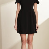 A-line Ruffled Black Dress