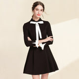 Slimming Bow Doll Neck Dress