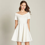 V-neck A-line Short Sleeved Dress