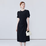 Round Neck Bubble Sleeve Dress