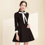 Slimming Bow Doll Neck Dress