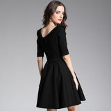 Collar Slim Fit Black Dress