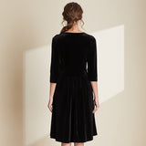 Black V-neck Mid Length Dress