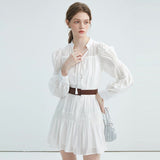 V-Neck Lace Up Long Sleeved Dress